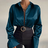 Elegant Satin Long Sleeve Blouses